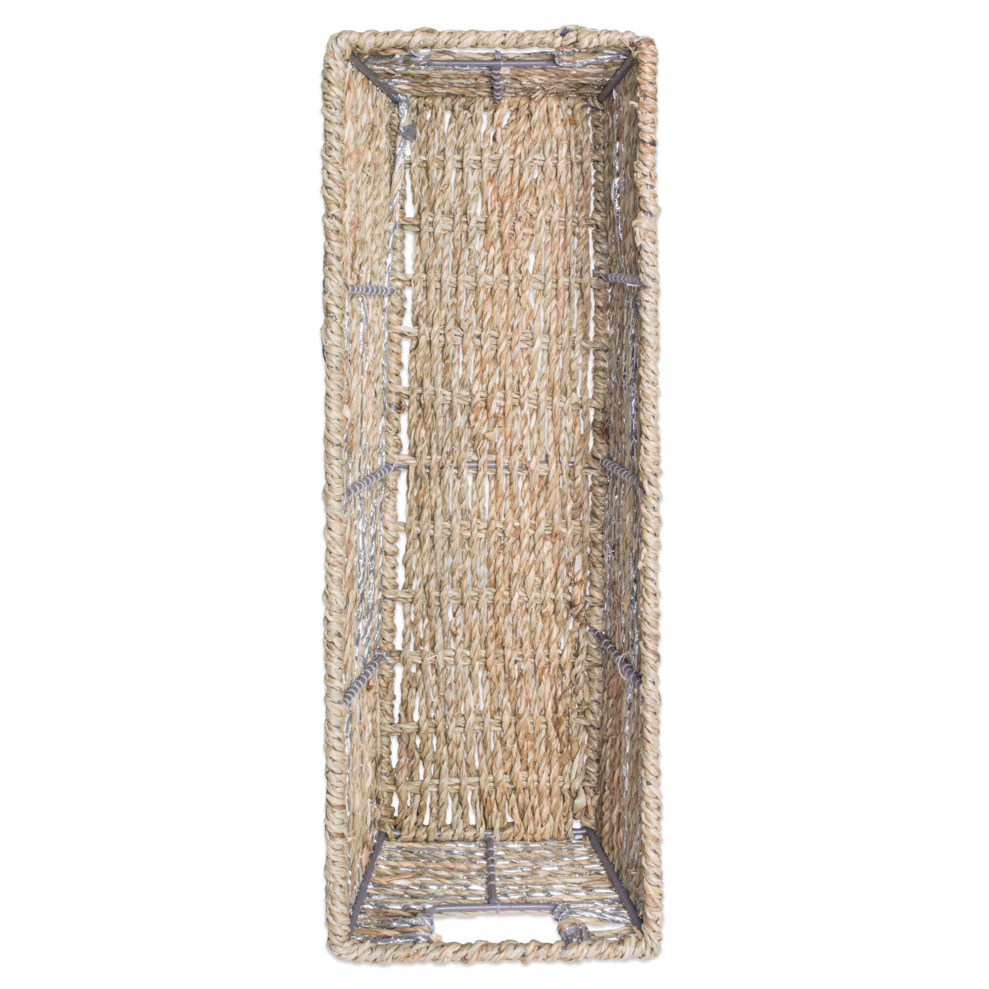 DII® 16" Metallic Silver Trapezoid Seagrass Bins, 2ct.